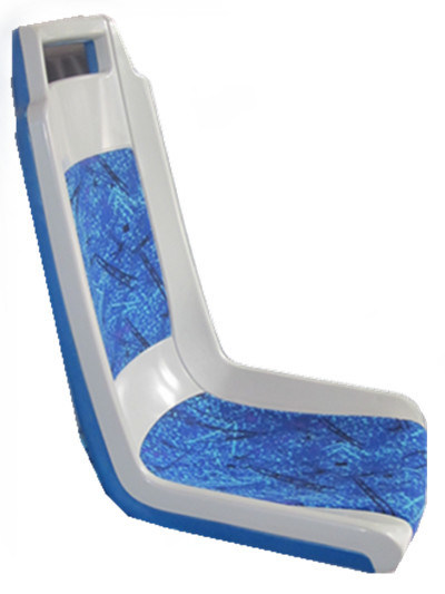 Sedili ergonomici in plastica per autobus, forma sottile, modellata mediante soffiatura, larghezza 425 mm, colore blu