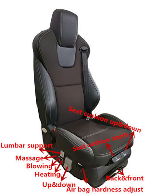 Larghezza di Seat Slidable 545mm dell'autista di autobus del riscaldamento della sospensione dell'aria